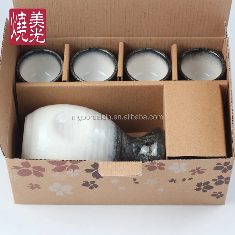 Japanese promotional gift ceramic sake set stoneware sake pot bottle and cup E485-K-0038S