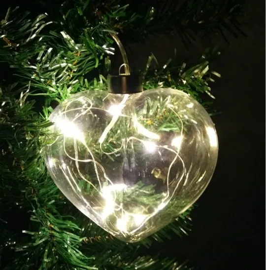 Clear Glass Christmas Tree Ornaments Hanging Heart Shape Christmas for the Led light Ball