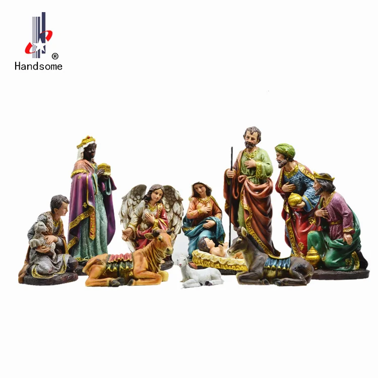 Big Size Polyresin Figurine Outdoor Christmas Decorations Crib Nativity Scene for motel home