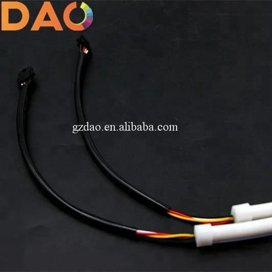 DAO 2pcs 60cm Daytime Running Light Universial Flexible Soft Tube Guide Car LED Strip White DRL and Yellow led Turn Signal Light