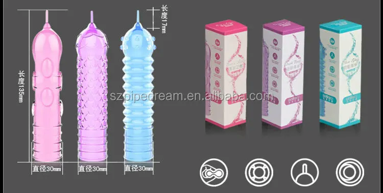 Three Colors TPE Spike Cover Shape Fashionable Unique Soft Delay Crystal Penis Sleeve Textured Extension Condoms