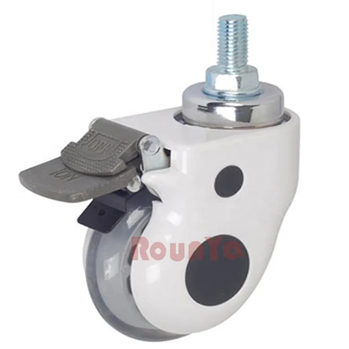 
3in cover clean quiet smooth hospital medical plastic caster braked with clear PU wheel 