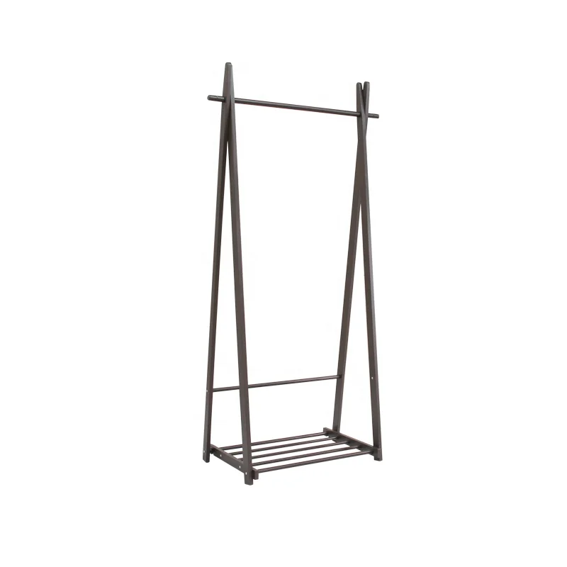 
2019 Popular Movable Solid Pine Wood Coat Rack With Hanger 