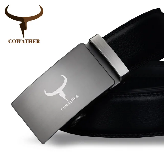COWATHER Top quality fashion cow genuine leather men belts automatic buckle waist strap fof male cinturones hombre original