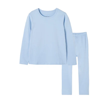 
blue pure color thermal pants for kids children sleepwear thermal underwear 
