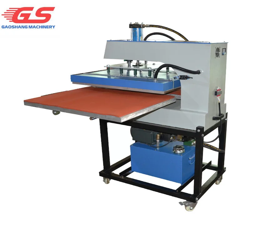 Hydraulic oil driver 24x32 inches double worktable garment cut sheet sublimation iron  bottom slide heat press machine