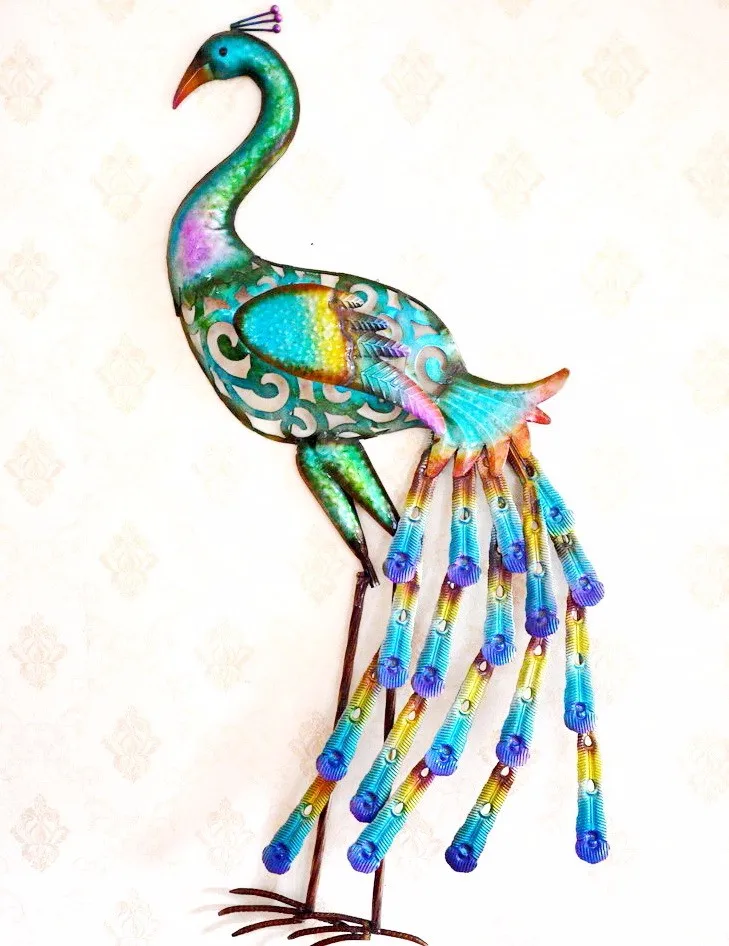 
hand painting metal peacock wall art decor 