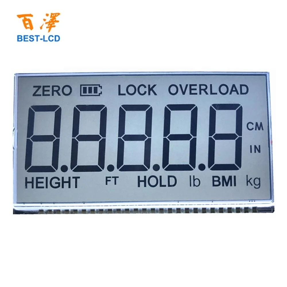 Custom Size LCD Screen Monochrome 7 Segment TN LCD Panel For Electronic Scales