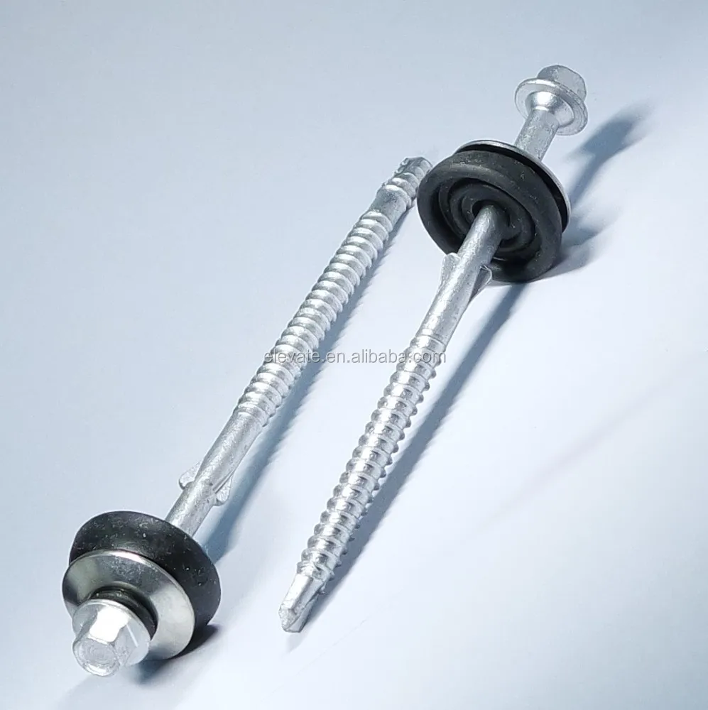 Indented Hex Washer Head 5/16 AF Double Thread (BSD/CSD) Thread No.5 Point Bonded Washer Sandwich Panel Self Drilling Screw