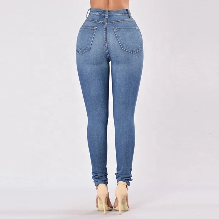 Popular top quality women ripped jeans made in China