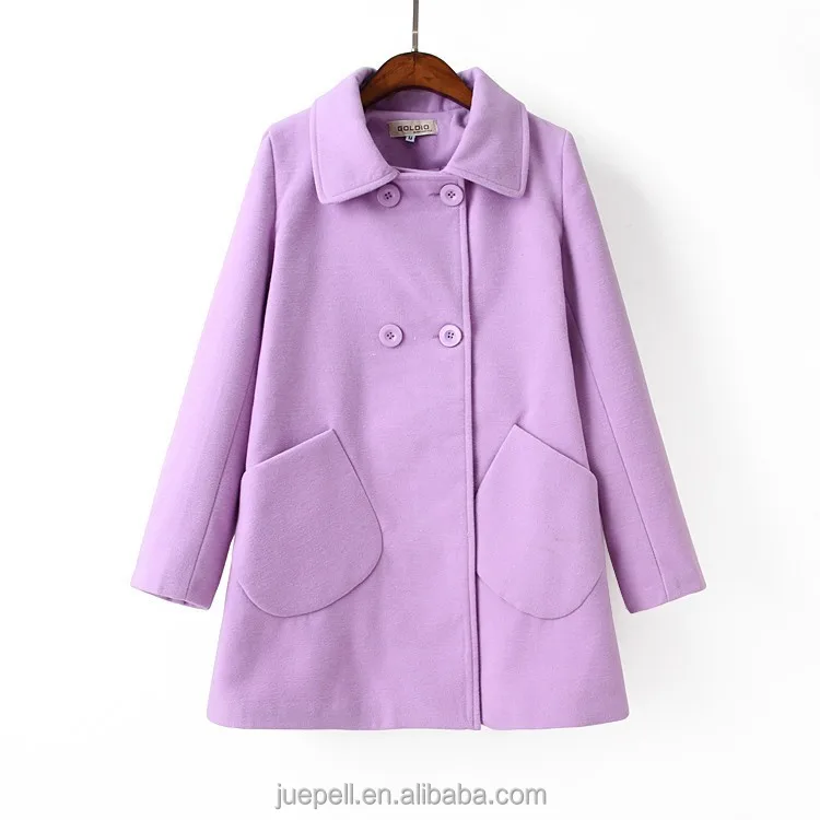 
OEM plus size winter thick women slim woolen pea coat/peacoat 