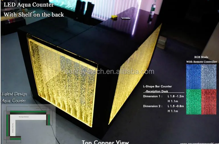 
Fashionable customized color-changing LED bubble feature bar counter acrylic counter for office store KTV restaurant Bar Club 