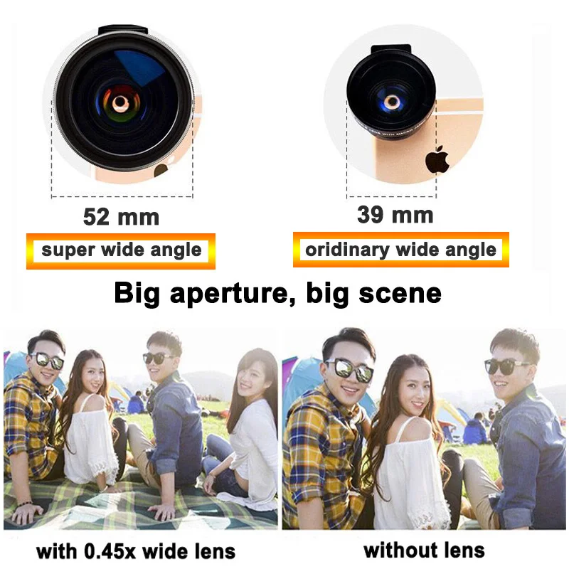 LIGINN Внешняя камера для мобильного телефона 2 в 1 комплект объектива 0.45x Супер Широкоугольный макро объектив L-045