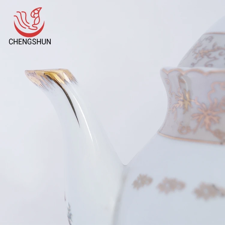 Health Durable 8 Inch Coffee Golden Elk Chinese Antique Teapots Handpainted Teapot Porcelain Tea Pot