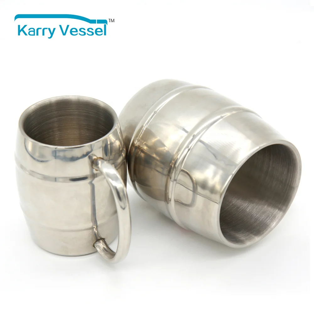 KARRY VESSEL Customized Logo Wholesale Double Wall Stainless Steel Beer Mug Tankard tumbler With Handle