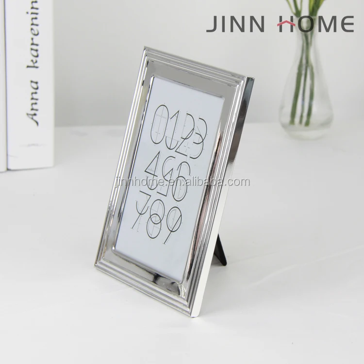 Jinnhome plating silver plated home decoration striped metal aluminum 4x6 photo frame new models