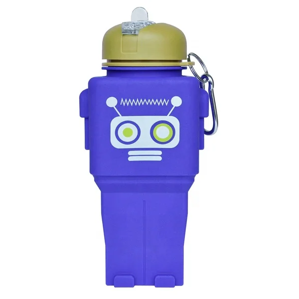 Silicone Cartoon School Children Water Jar Colorful Robot Water Bottle Kid