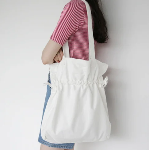 BSCI Certified Factory Drawstring Design Handbags Pure Color Shoulder Bag 100% Biodegradable Organic