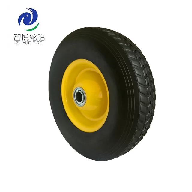 10 inch semi-pneumatic rubber wheel with bearing for wheelbarrow, garden trailer, trolley