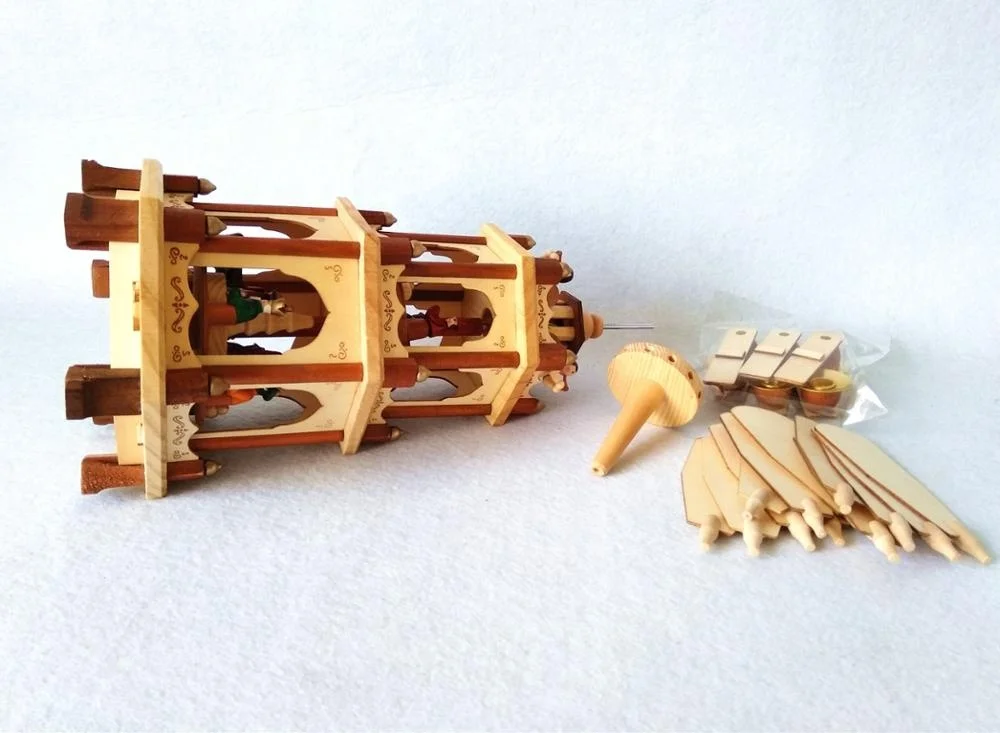 3 tier wooden German Christmas pyramid with tealight candle holders