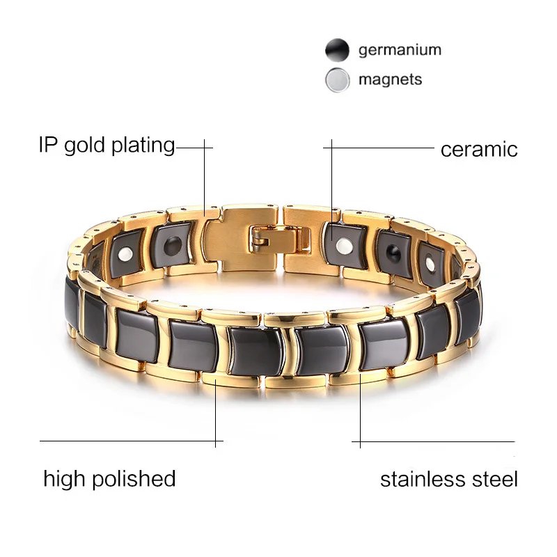 High quality stainless steel ceramic tungsten ionic magnetic bracelet