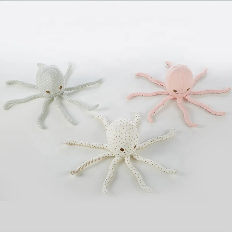 Pink dotted octopus doll animal shape soft cotton plush stuffed octopus