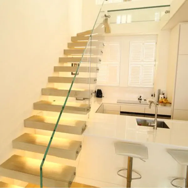 Villa house floating stair kits and accessories wooden stair floating stair