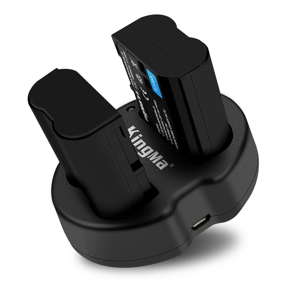 
KingMa 2 Pieces 1960mAh Replacement Li-ion Battery for Nikon EN-EL15 and Micro USB Dual Charger, for Nikon D800 D800 
