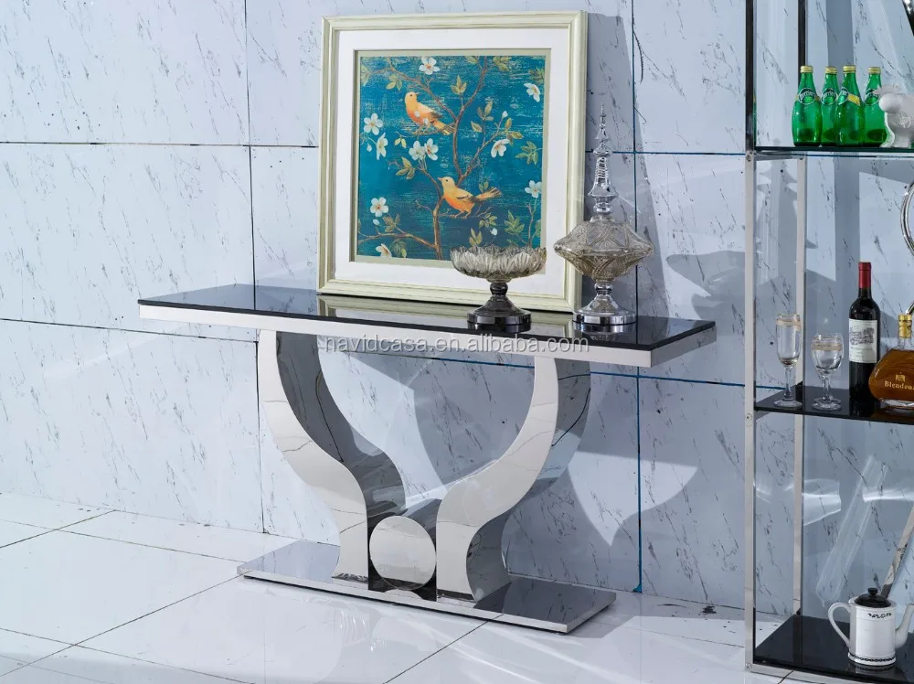 C8035 mirrored stainless steel console table with mirror