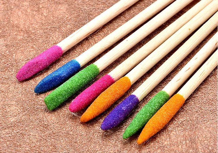 double side nail file sanding Cuticle Wooden nail stick with abrasive layer