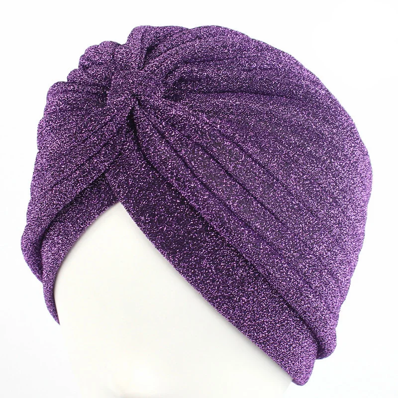 
Hot Selling Simple Classic Design Shiny Shimmer Glitter Sparkly Turban Hats 2017 Women Head Wrap Band Hijab Cap 