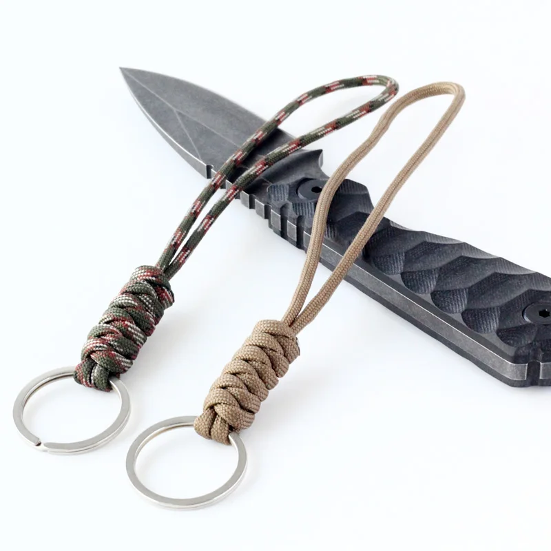 QingGear Handmade Nylon Rope Braided Tactical Knife Gear Lanyard with Keyring Survival Keychain Lanyards Cord