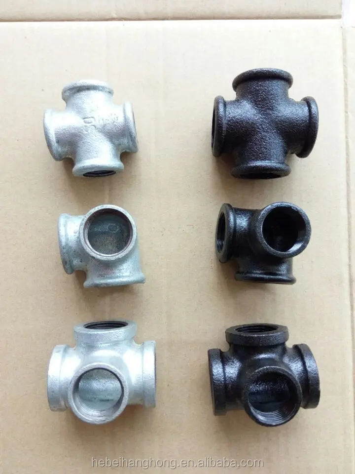 gi Tee Pipe Fitting Galvanized Malleable Iron Metal Antique OEM Male Female Pipe Fittings for Wooden Coffee Table