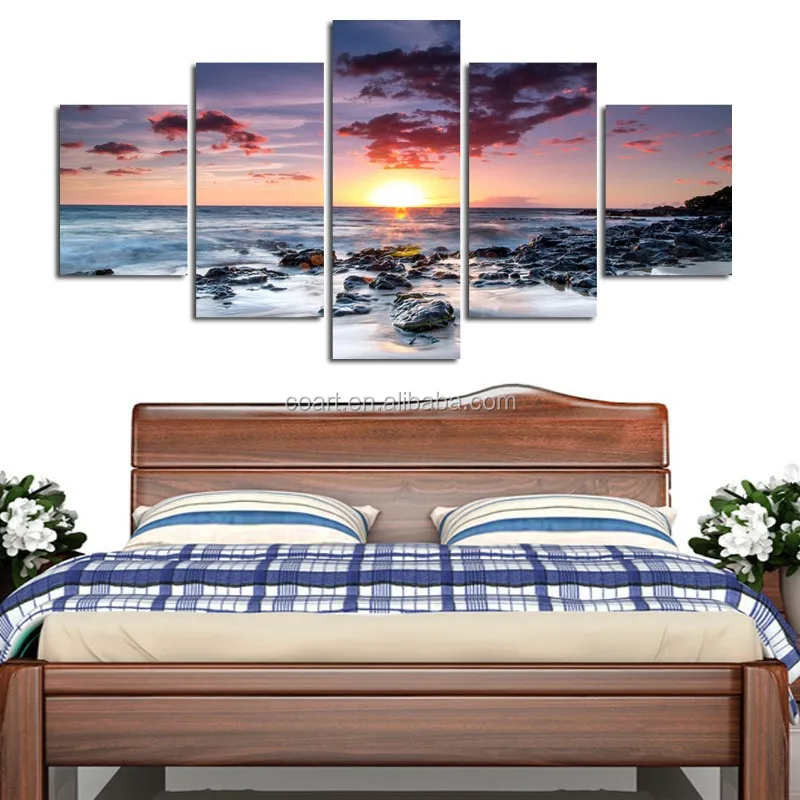 5 Panel seascape canvas print wall art for home decoration