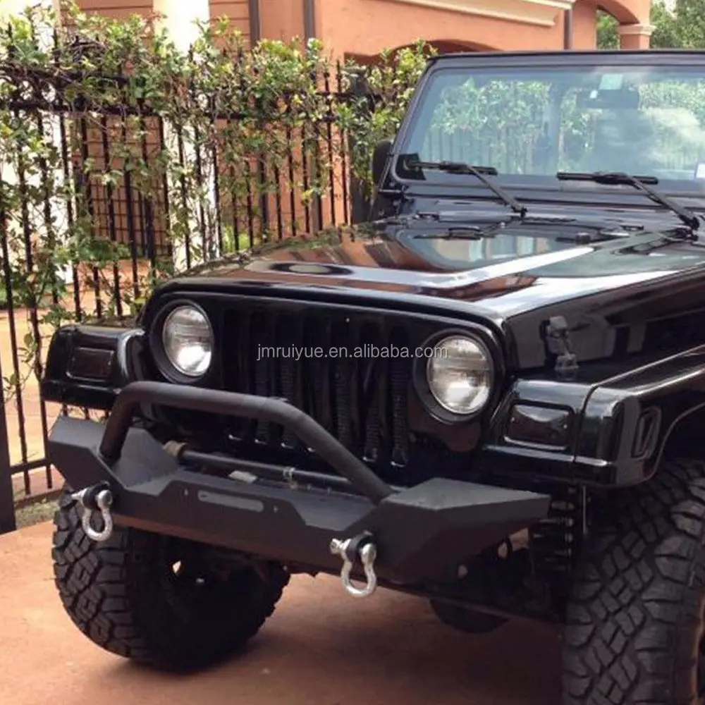 Textured Black Front Bumper W/Winch Plate & D-Ring Fit 1987-2006 TJ