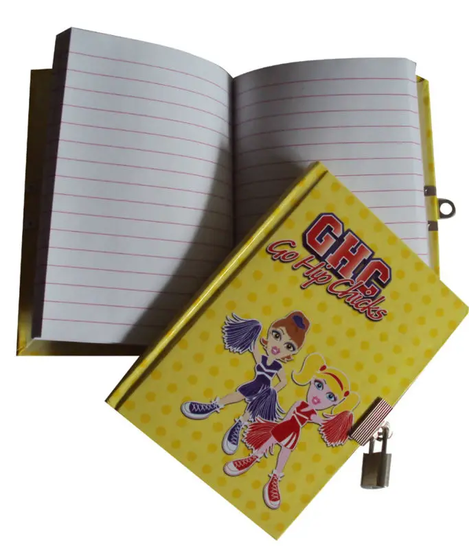 cartoon spiral notebook with lock dairy