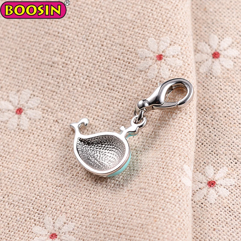 Cute metal blue enamel whale charm animal pendant for purse zipper