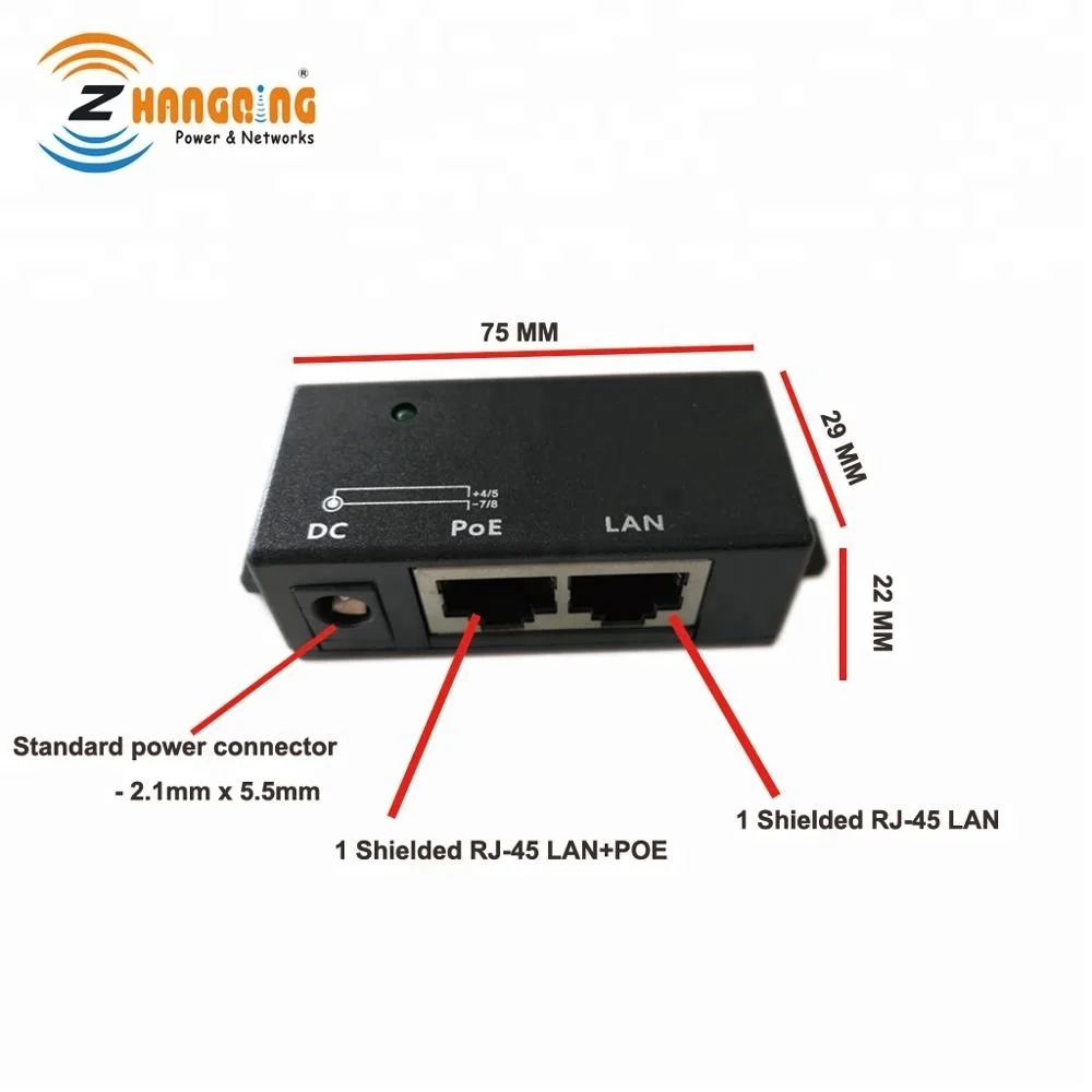 Passive PoE Injector 10/100 Ethernet Speed Power Over Ethernet Injector Splitter for IP Camera CCTV Network
