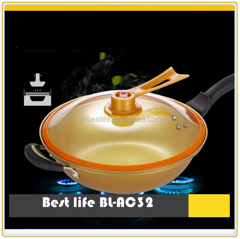 
13 дюймов для литья под давлением круглая алюминиевая сковородка для жарки или вок с вакуумной крышкой 