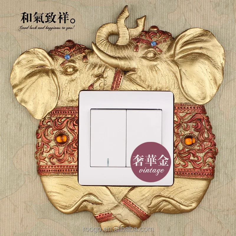 Roogo resin elephant light switch stickers