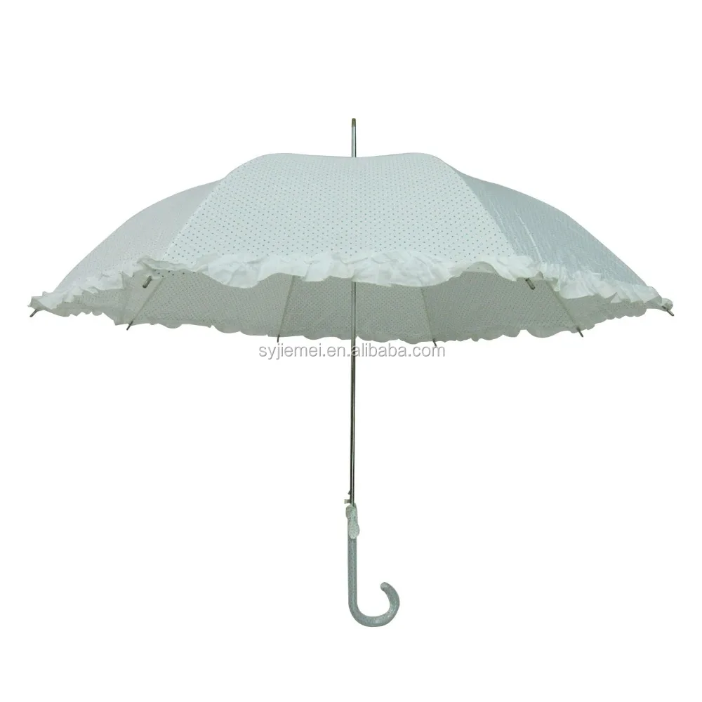 58.5cm*8k  Advertising Umbrella white color ladies Umbrellas with frill or lace gift umbrella