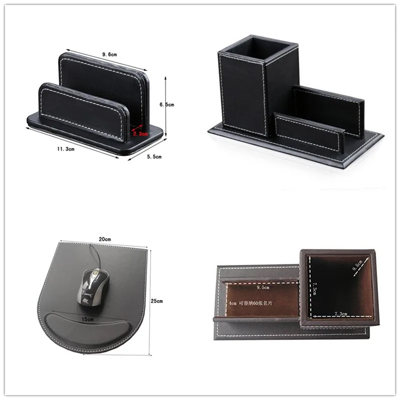 Office Stationery Leather Office Desktop Organizer Elegant Desk Sets
