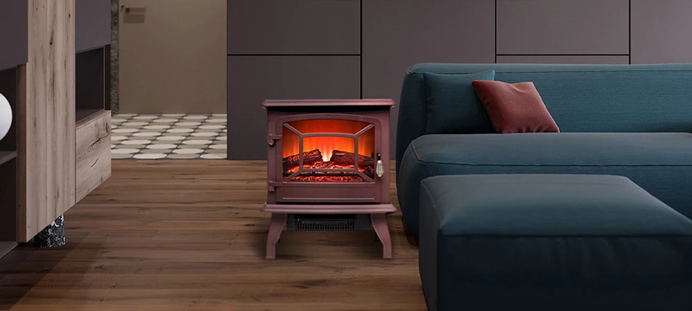 led logset flame light with One glass door Red modern electric fireplace stove heater