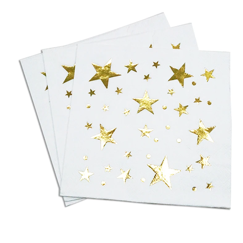 Бумажные салфетки с принтом из золотой или серебряной фольги для особых вечеринок