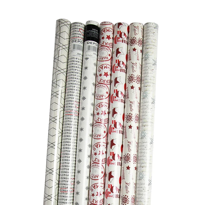 custom printed white kraft paper roll for gift wrap white ribbed style 70X200CM, packing paper