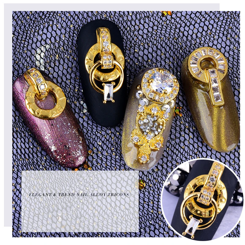 OEM Luxury Metal House Shoe Shape Chic Nail Art Charm Cubic Zircon Decoration Nail 3D Nail Sticker DIY Art Decoration Jewelry
