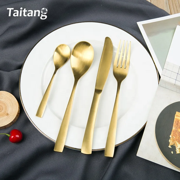 4pcs spoons forks knives stainless steel gold wedding cutlery