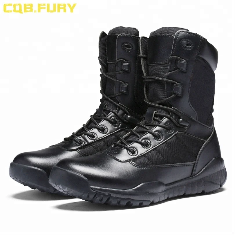 
Dubai Black Army Boots With Padded Collar Cemented Construction Combat Boots 
