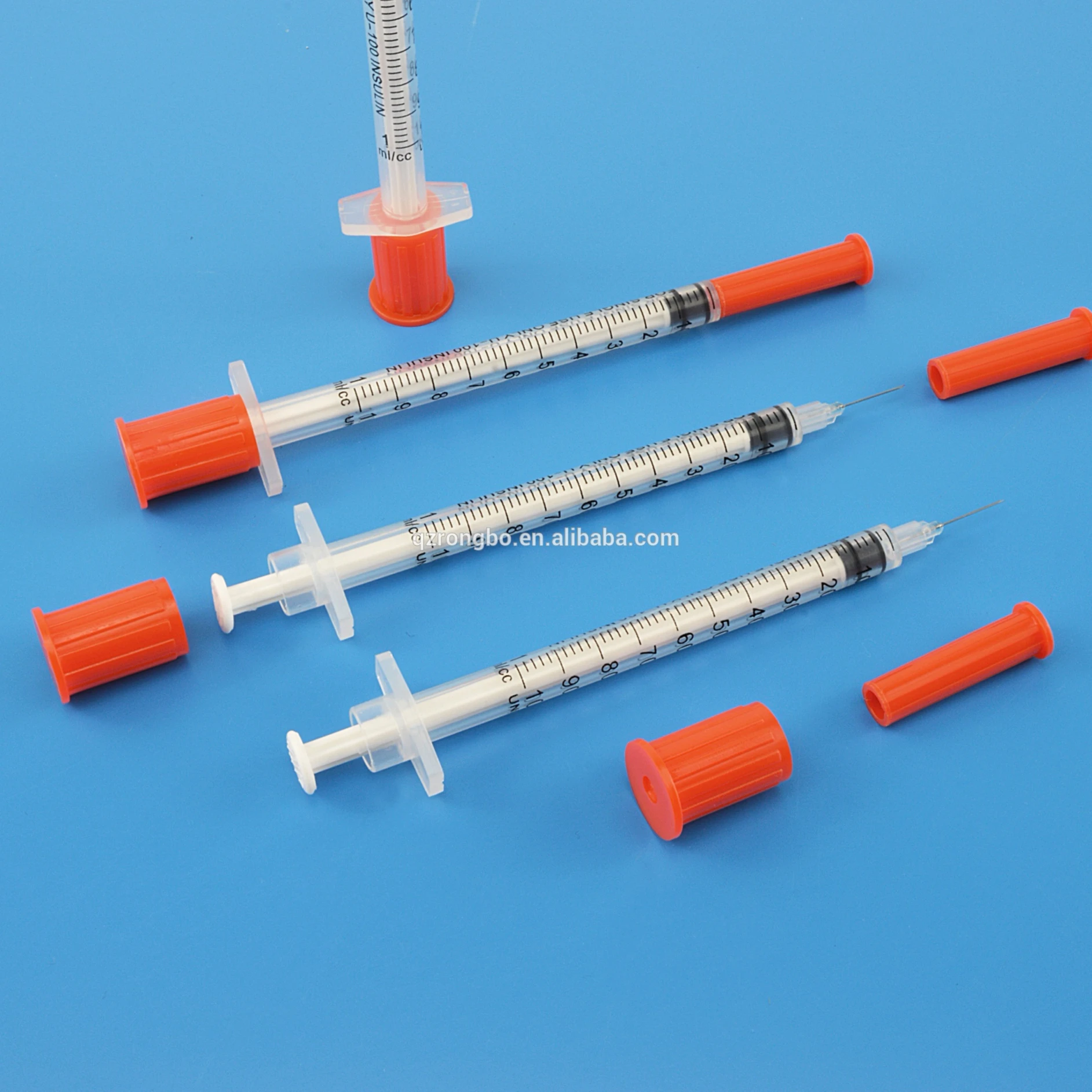 
CE approved orange cap insulin syringe with fixed needle 