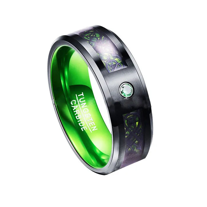 2019 OBE Новое поступление модные ювелирные изделия высокого качества 8 мм матовый Супермен Аметист Вольфрам кольцо на член мужские ювелирные изделия